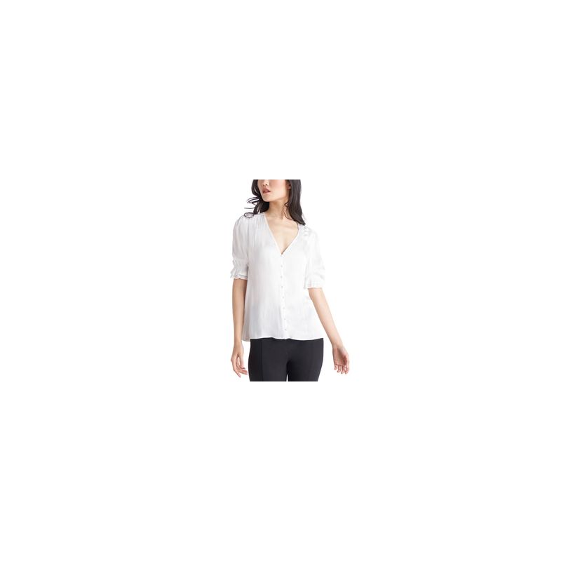 Black Tape Womens Pleated Shoulder Ruffle Cuff Blouse